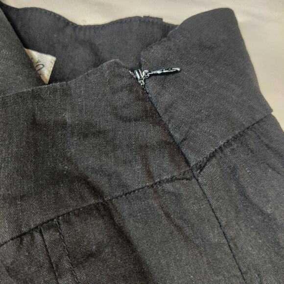 Vintage Cache Pleated Linen Blend Black Full Mini Skirt Small Minimalist 90s Y2K - Picture 6 of 11